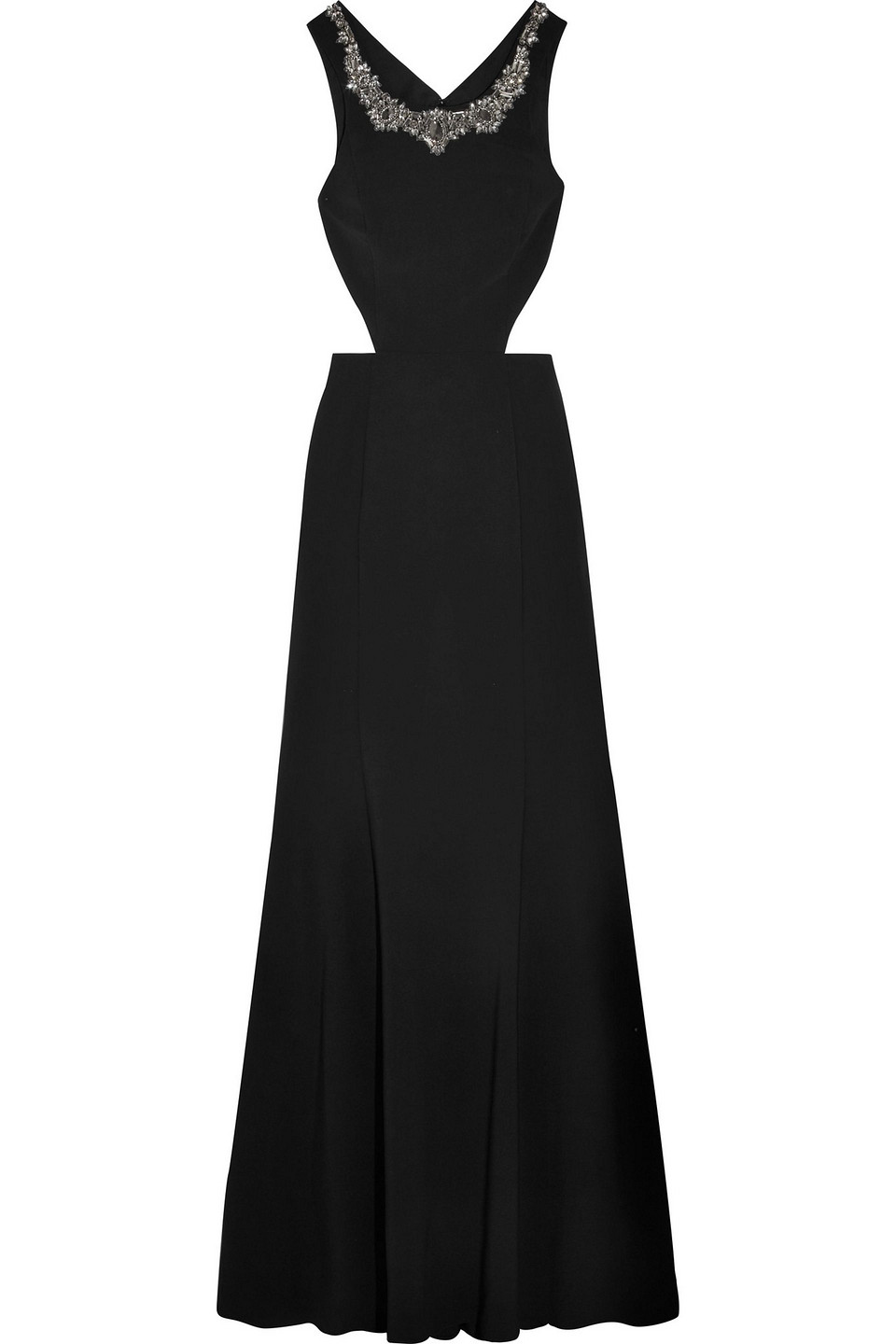 marchesa notte - cutout embellished stretch-crepe gown - black - us 2
