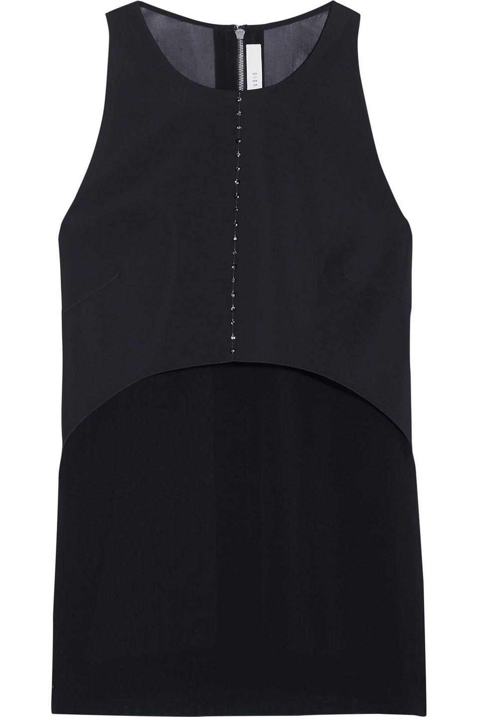 dion lee - swarovski crystal-embellished scuba and silk-chiffon top - blue - uk/au 6