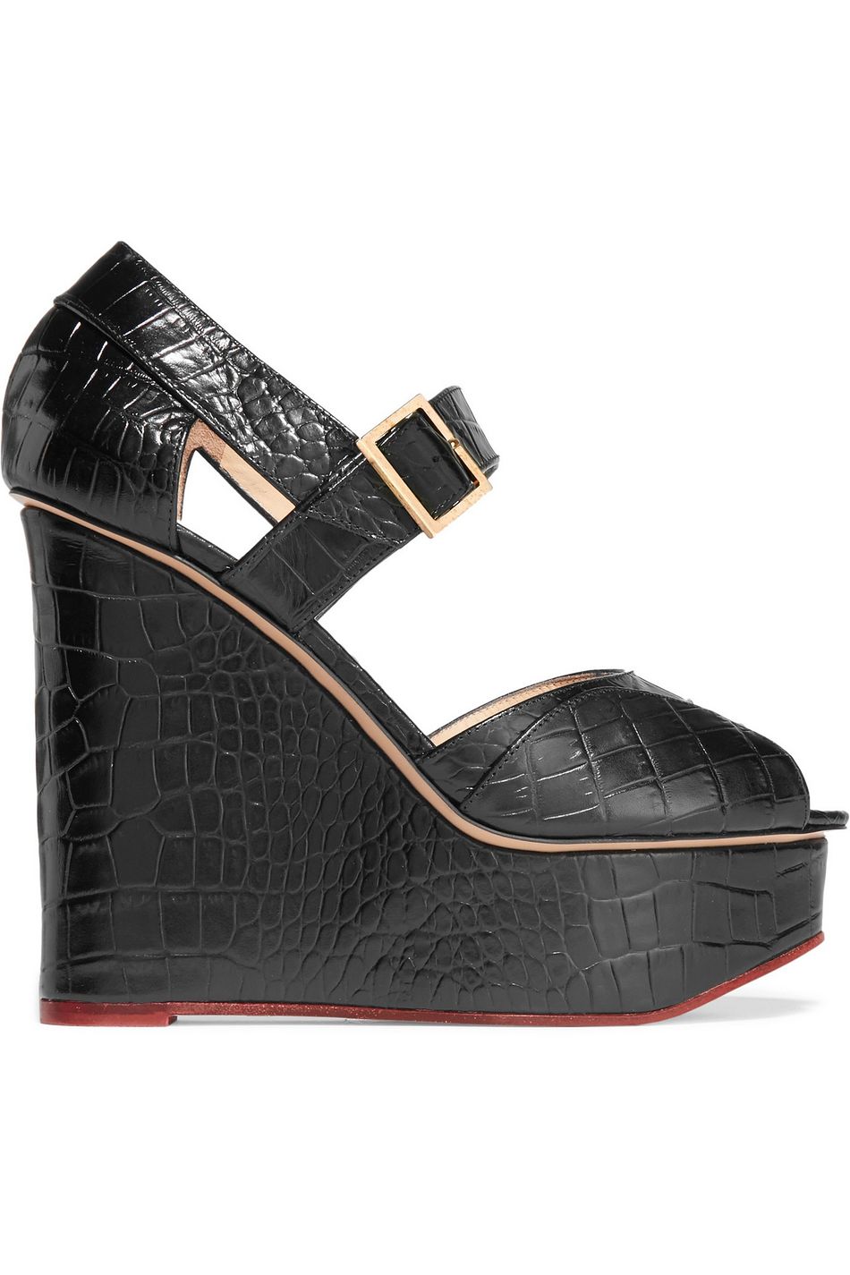croc wedge heels