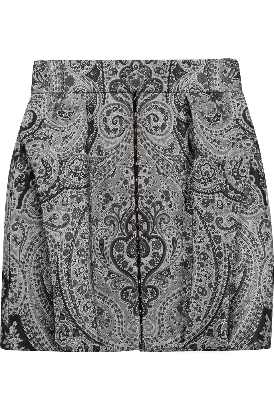 balmain - pleated brocade mini skirt - gray - fr 38