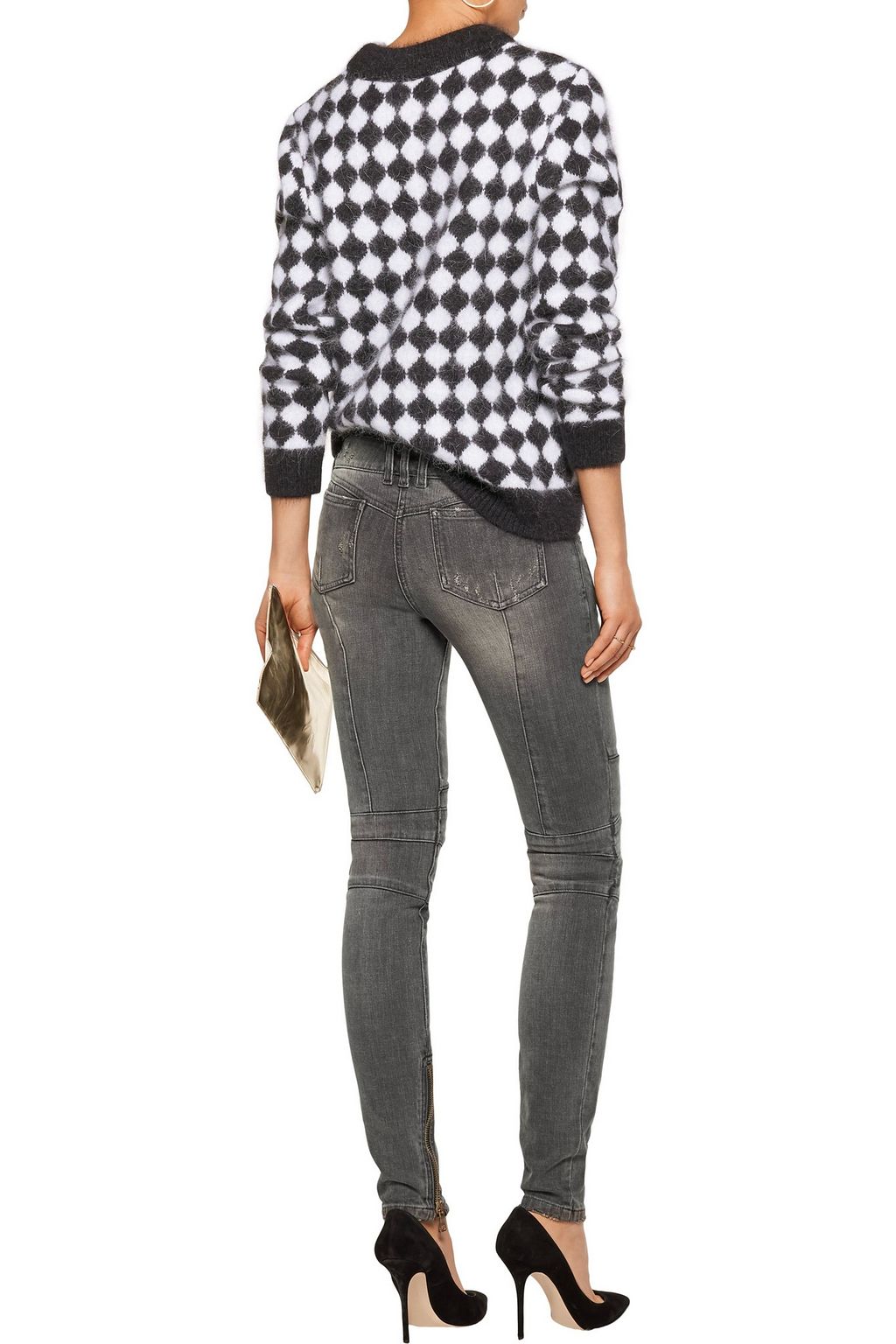 BALMAIN Intarsia-knit angora-blend sweater