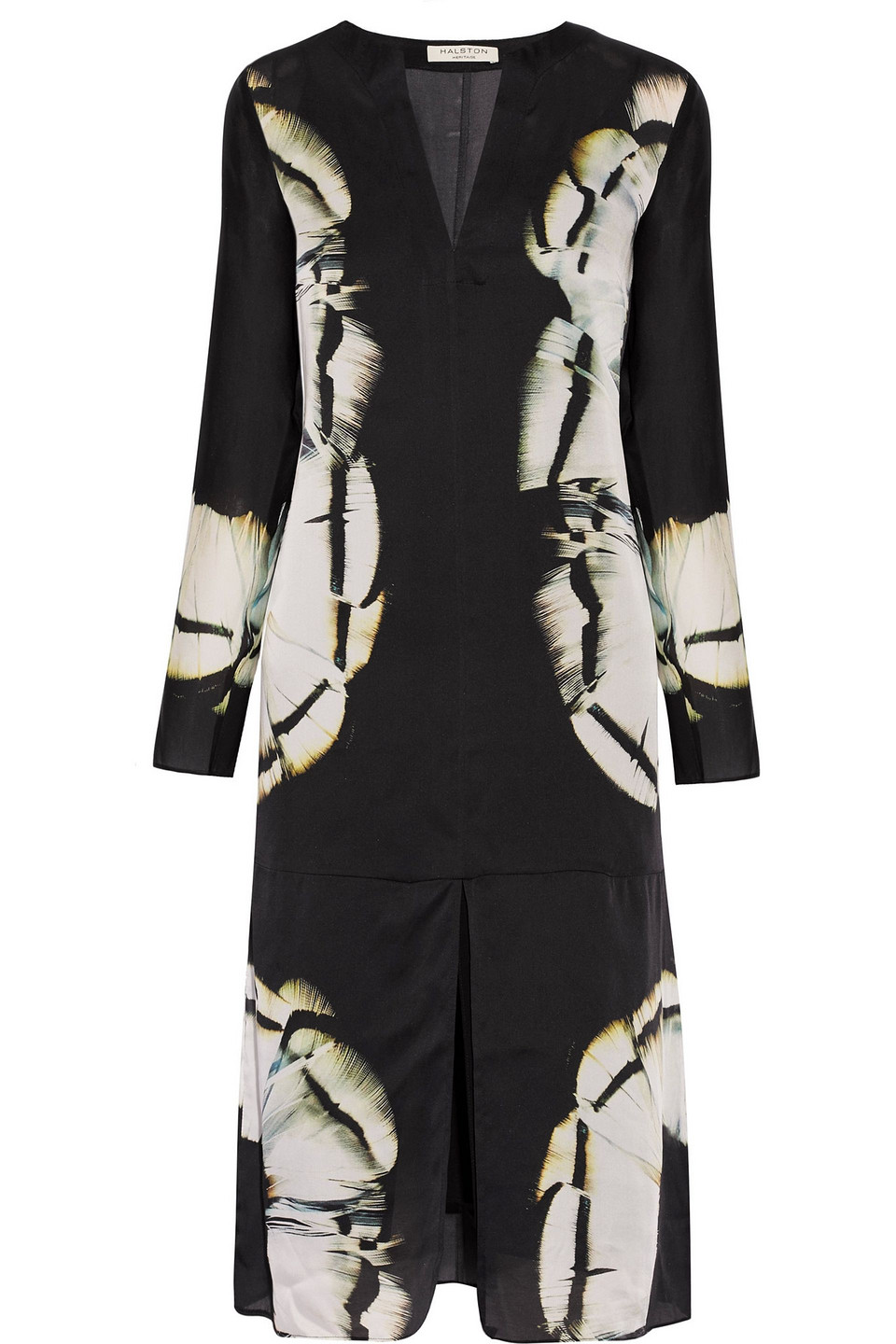 halston - printed silk dress - black - us 2