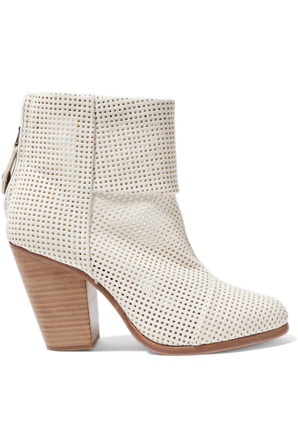 perforated leather ankle boots