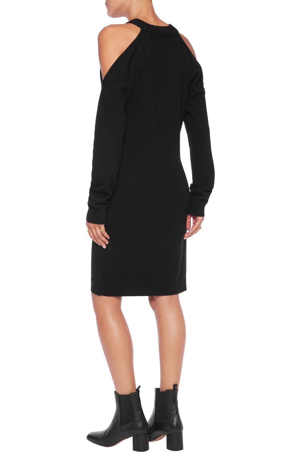 IRIS & INK Francesca cold-shoulder wool and cashmere-blend mini dress
