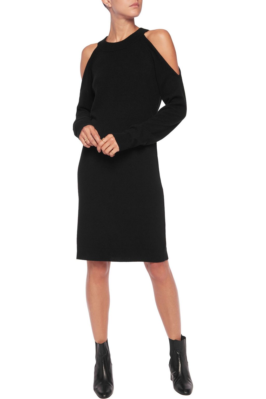 IRIS & INK Francesca cold-shoulder wool and cashmere-blend mini dress