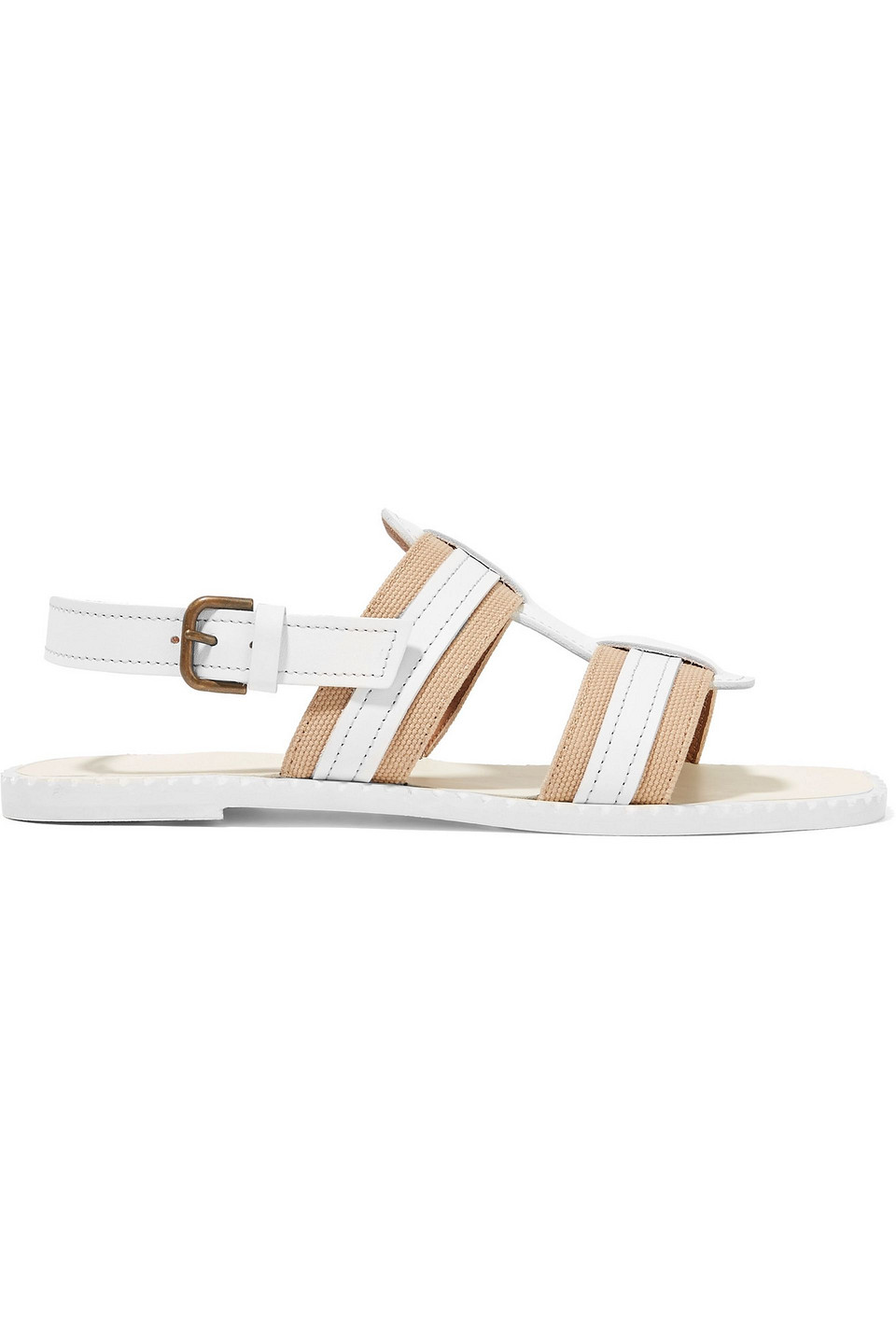 Leather and canvas sandals