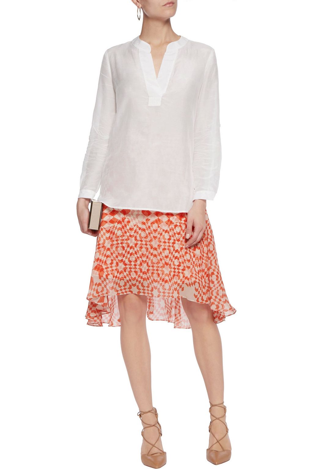 DIANE VON FURSTENBERG コットン＆シルク混ボイル トップス