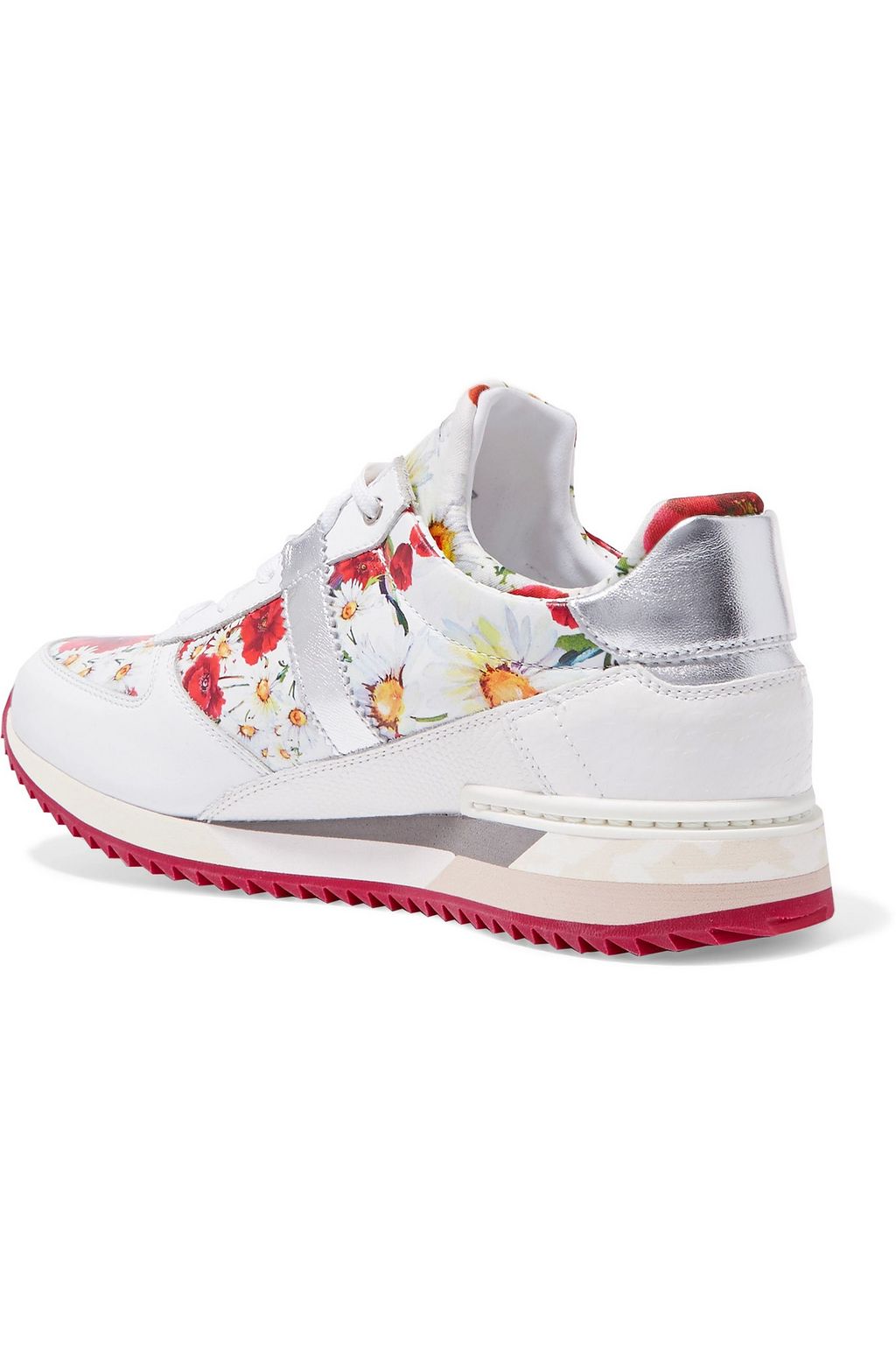 DOLCE&GABBANA Paneled floral-print leather sneakers