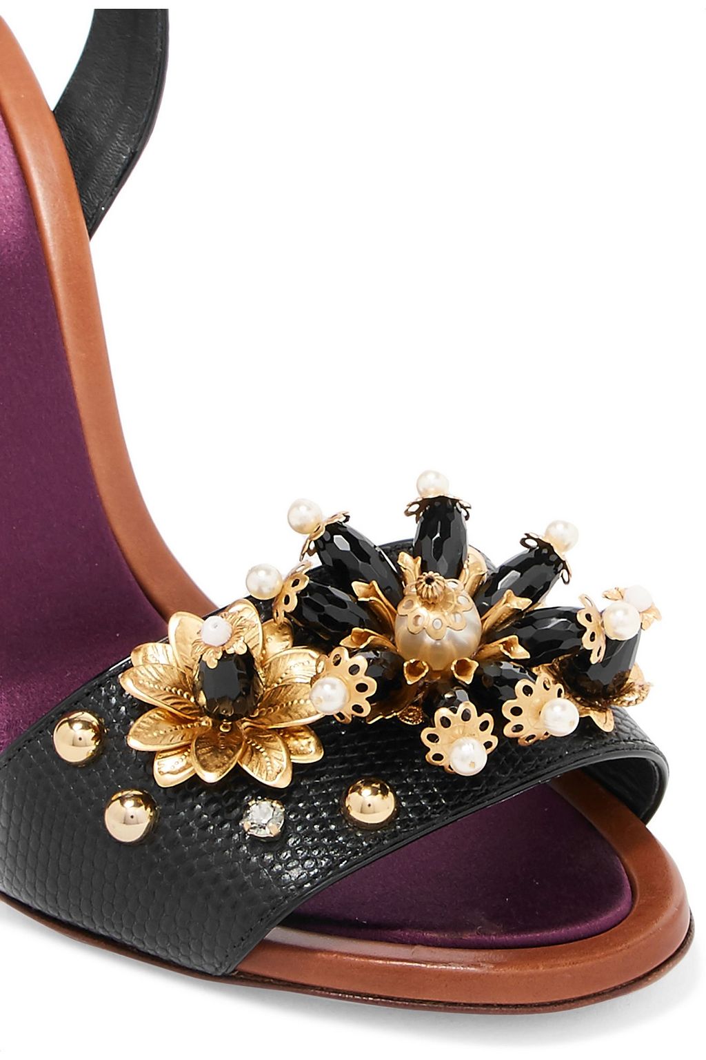 DOLCE&GABBANA Embellished lizard-effect leather sandals