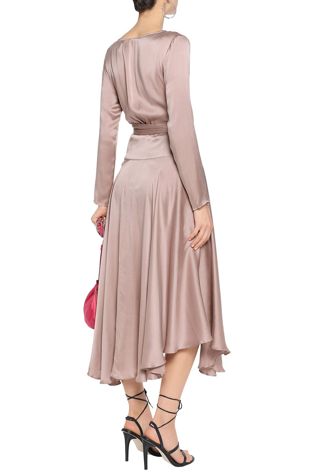ZIMMERMANN Asymmetric ruffled washed silk-satin midi dress