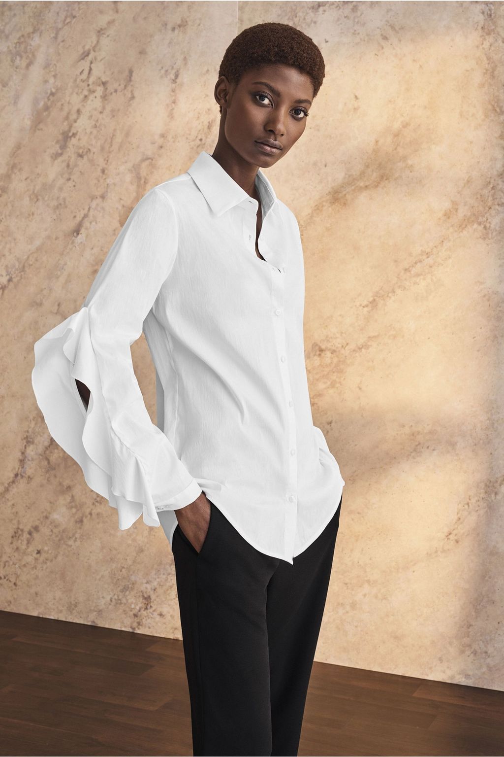 IRIS & INK Ali stretch cotton-blend shirt