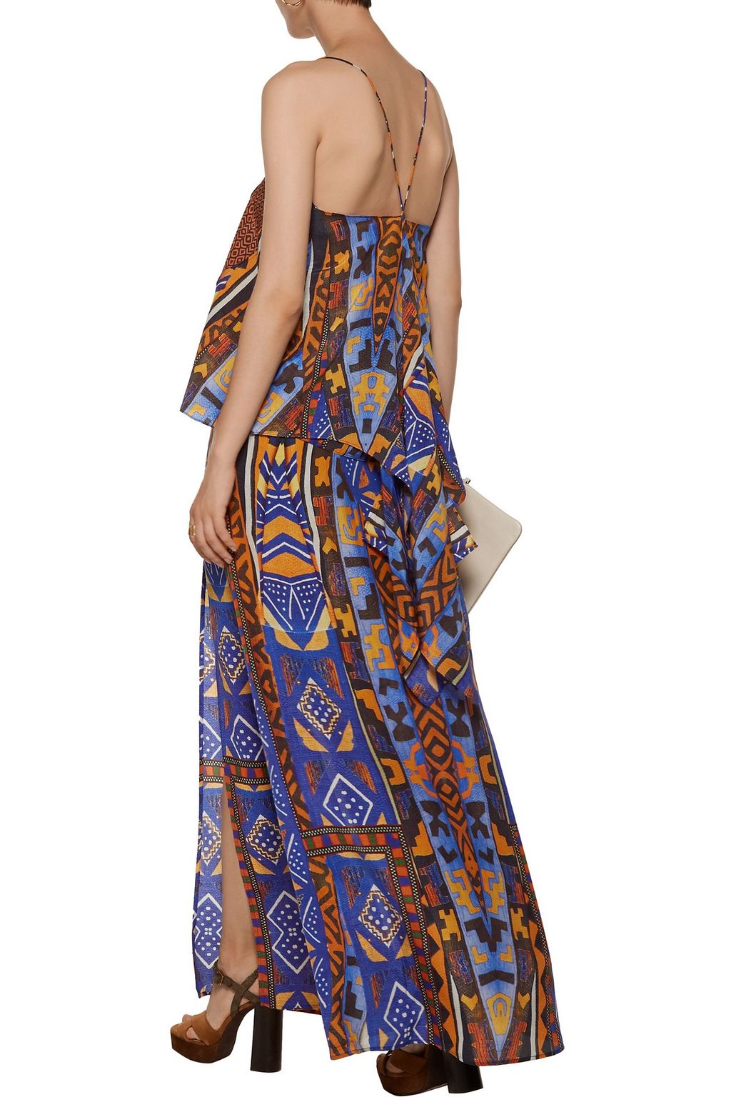 CAMILLA Draped printed silk-chiffon camisole