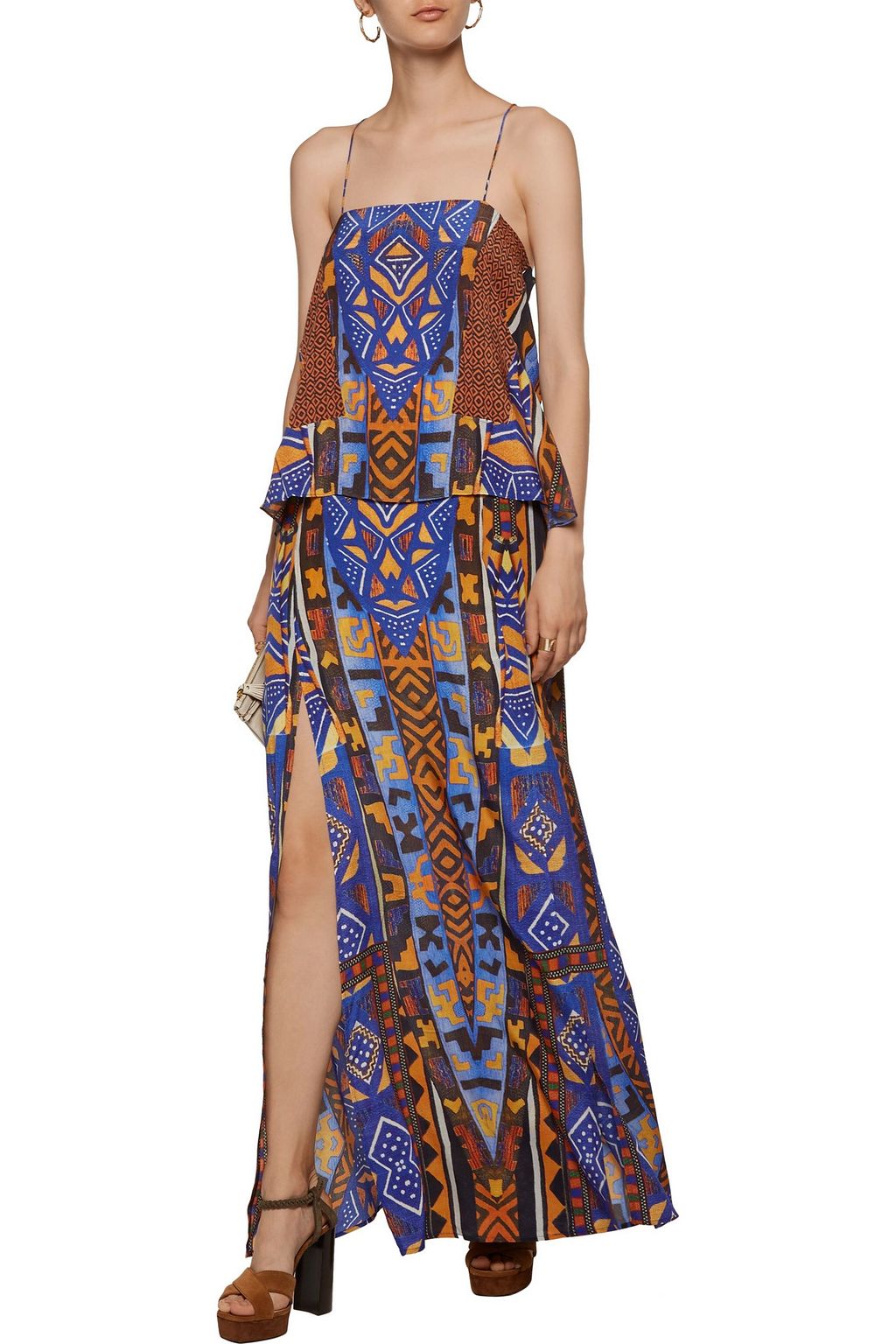 CAMILLA Draped printed silk-chiffon camisole