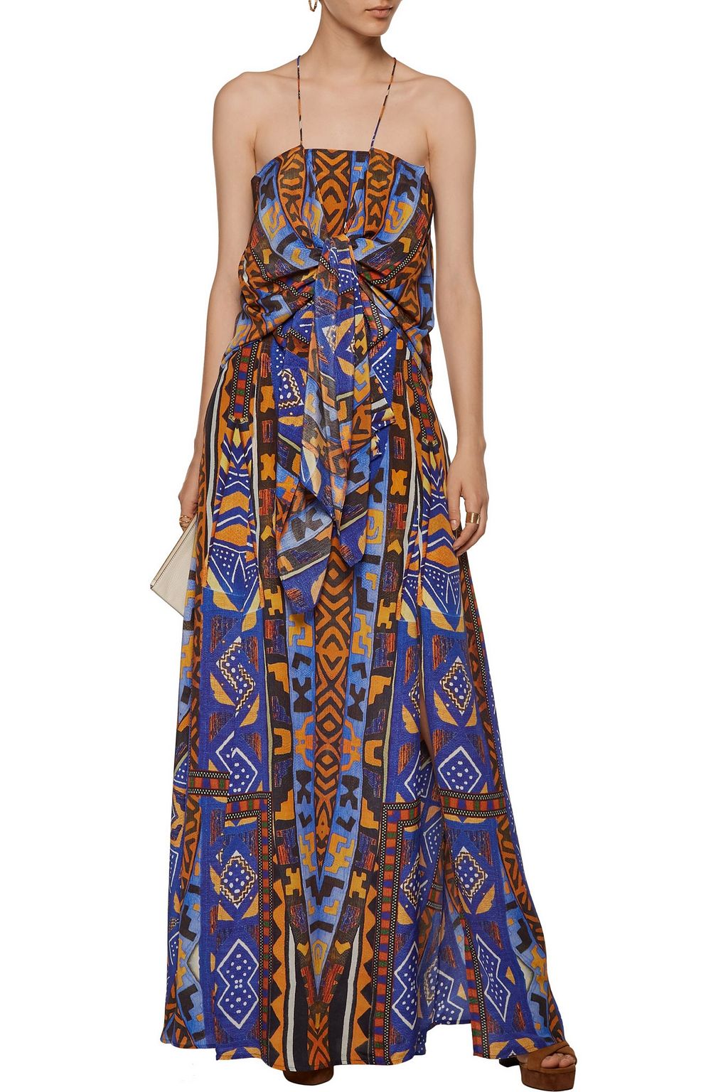 CAMILLA Draped printed silk-chiffon camisole