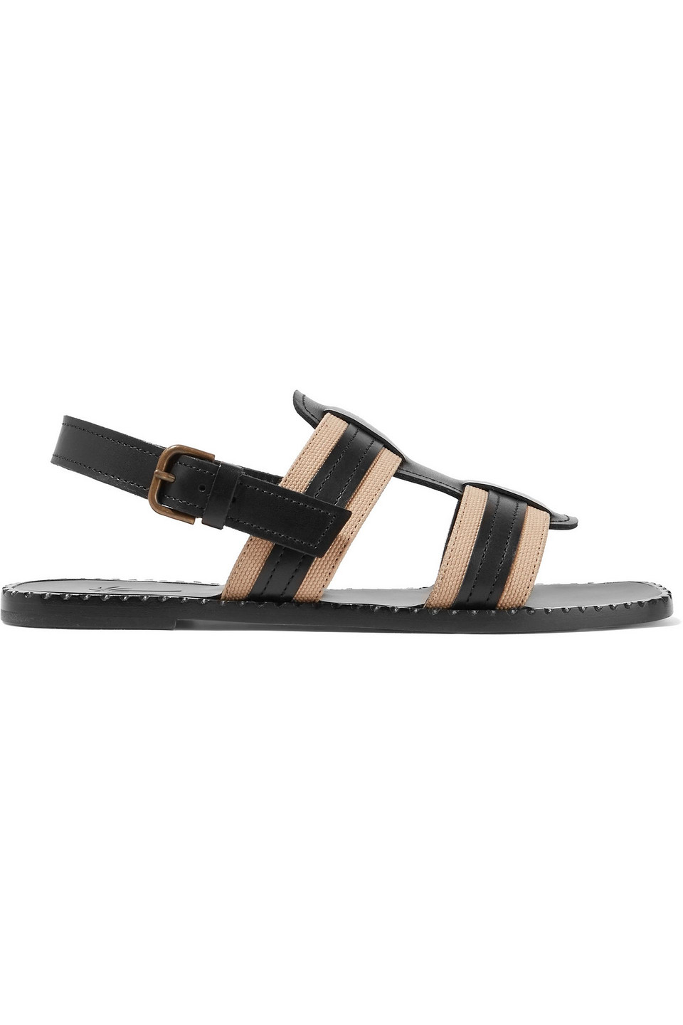 Leather and canvas sandals
