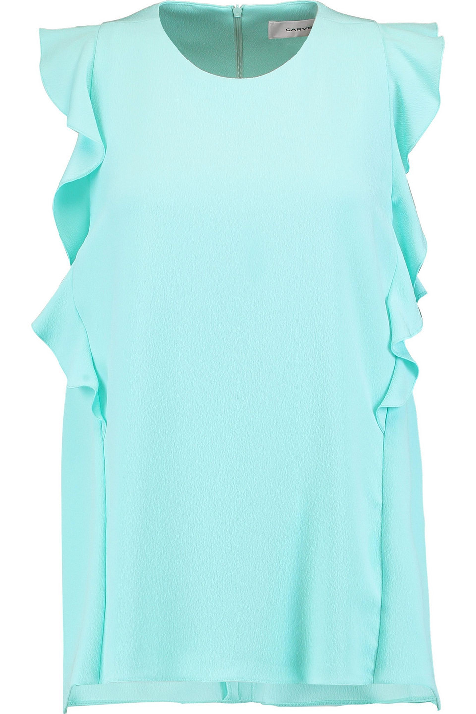 carven - ruffled crepe top - green - fr 40