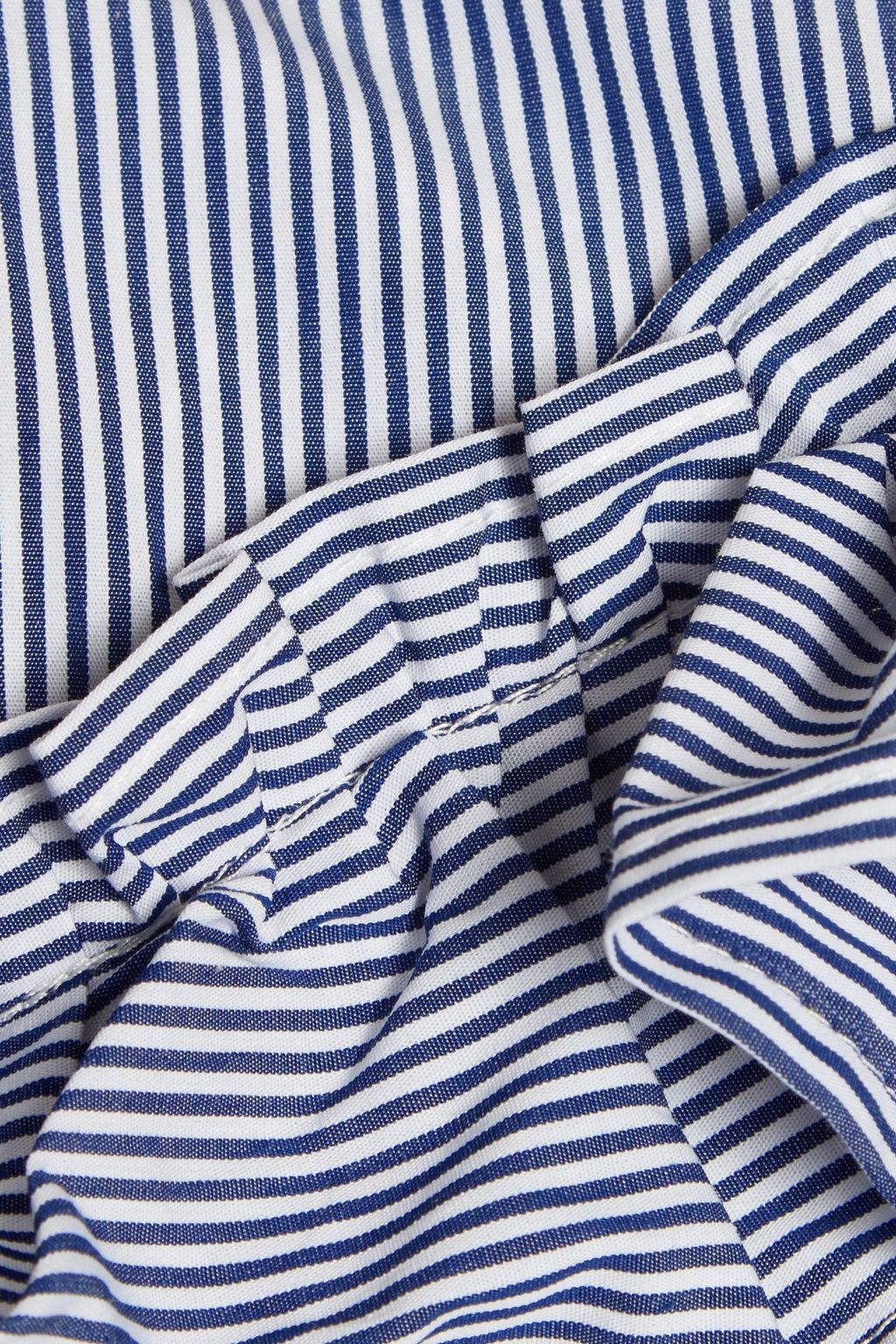 IRIS & INK Shannon cold-shoulder ruffled striped cotton-poplin top