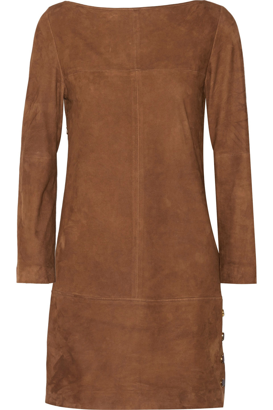 vanessa seward - blunt suede mini dress - brown - fr 38