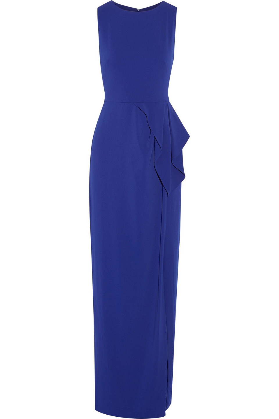 mikael aghal - ruffled stretch-cady gown - blue - us 4