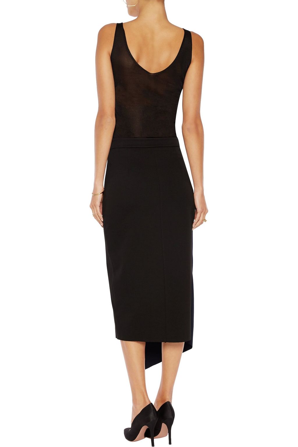 IRIS & INK Wrap-effect stretch-jersey skirt