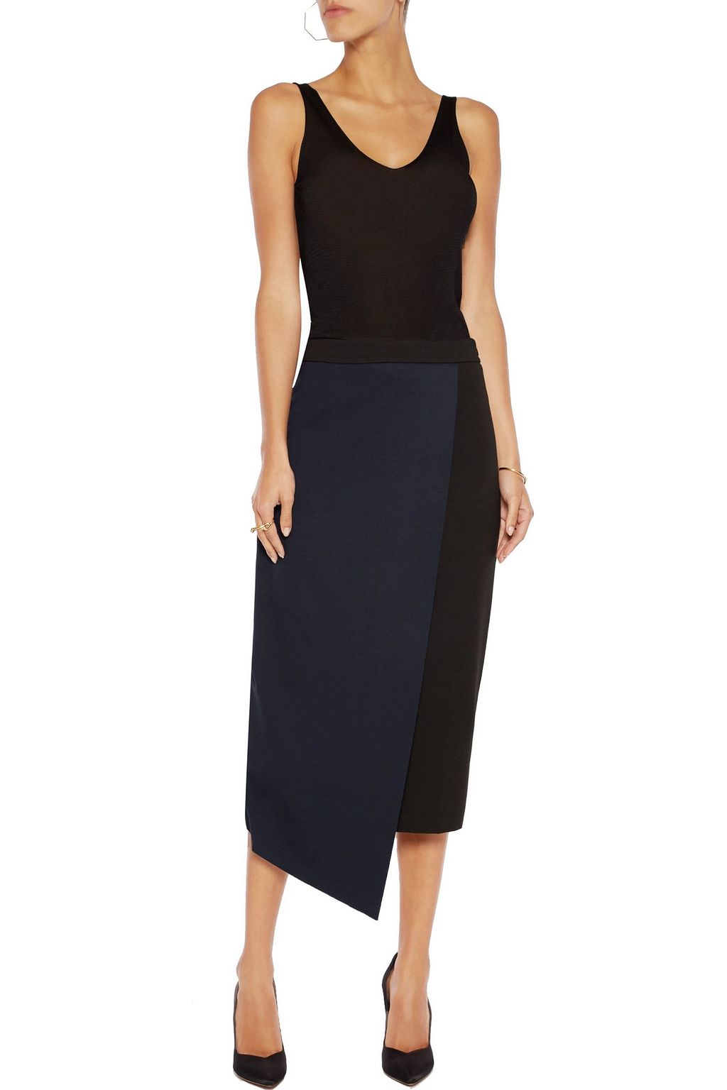 IRIS & INK Wrap-effect stretch-jersey skirt