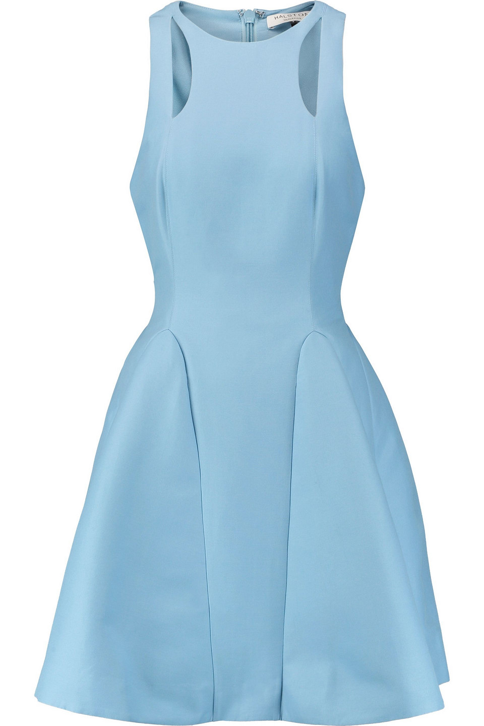 halston - cutout cotton and silk-blend mini dress - blue - us 2