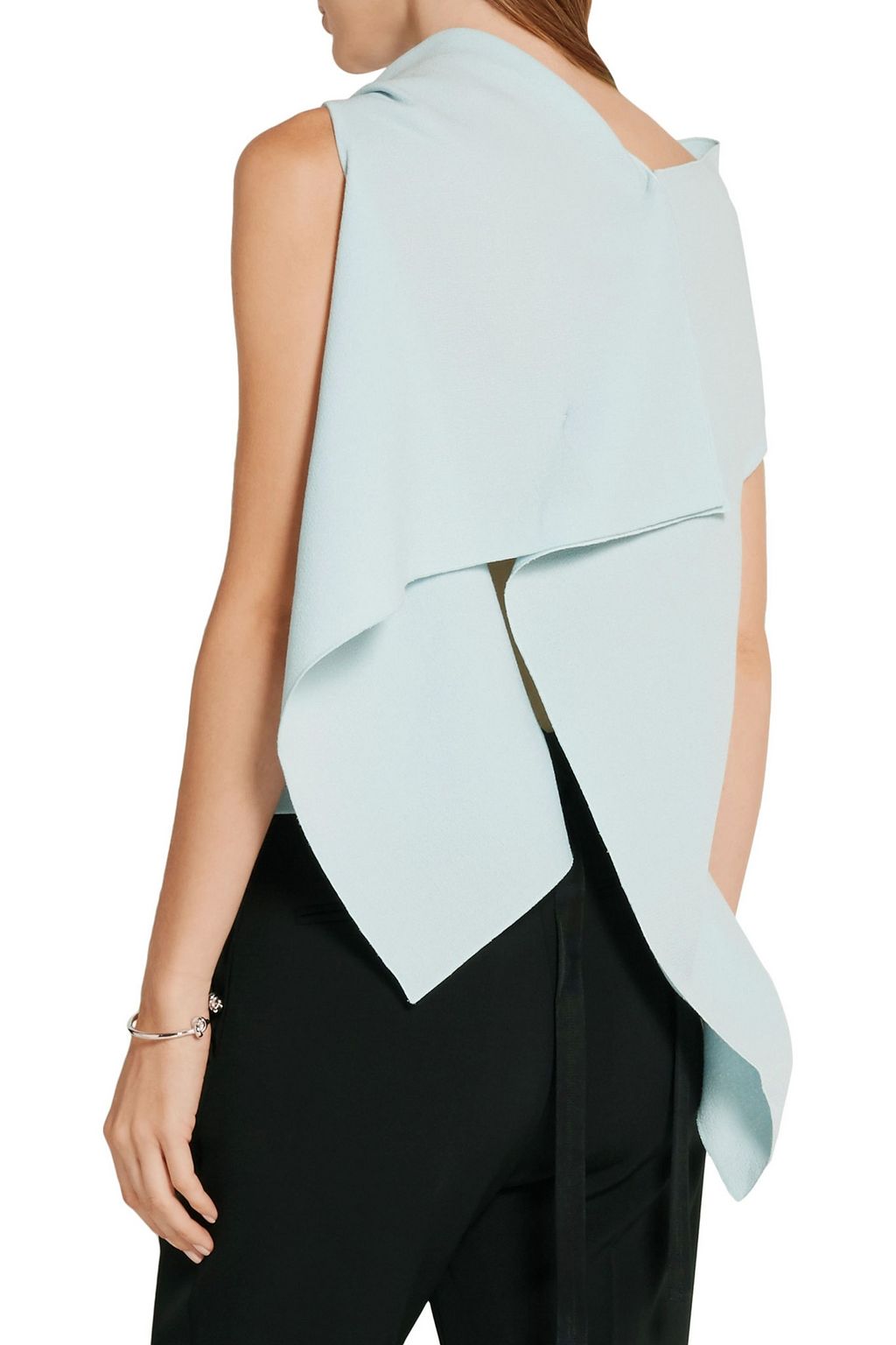 ROLAND MOURET Eugene gathered wool-crepe top