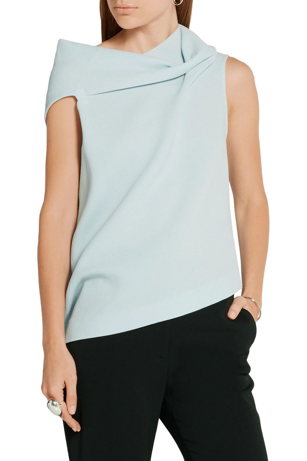 ROLAND MOURET Eugene gathered wool-crepe top