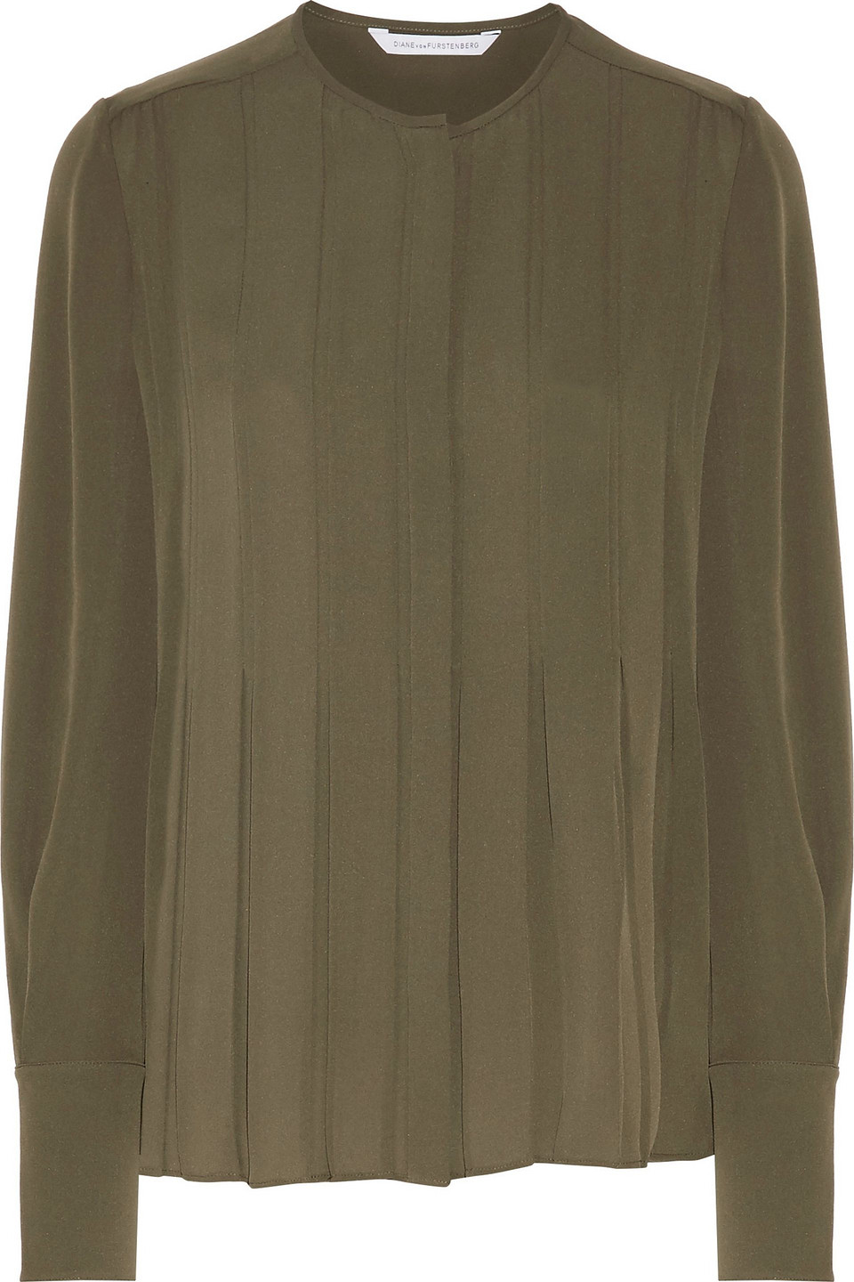 diane von furstenberg - vicky pintucked silk blouse - green - us 4