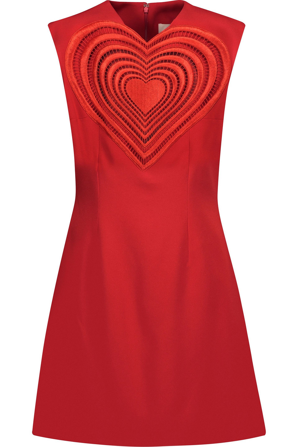 christopher kane - embroidered cutout crepe mini dress - red - uk/au 10
