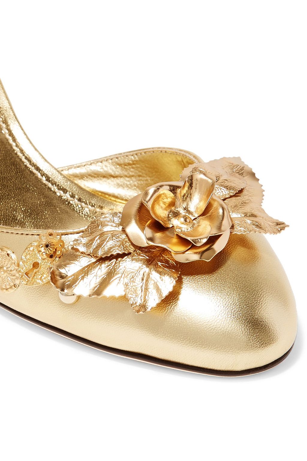 DOLCE&GABBANA Embellished metallic leather pumps