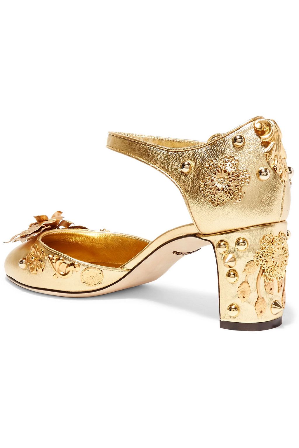 DOLCE&GABBANA Embellished metallic leather pumps