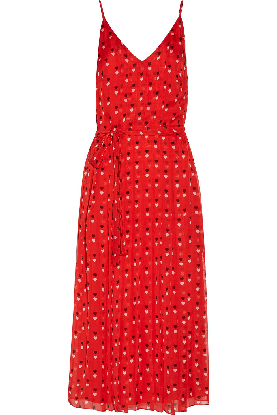 christopher kane - pleated printed silk crepe de chine midi dress - red - uk/au 10