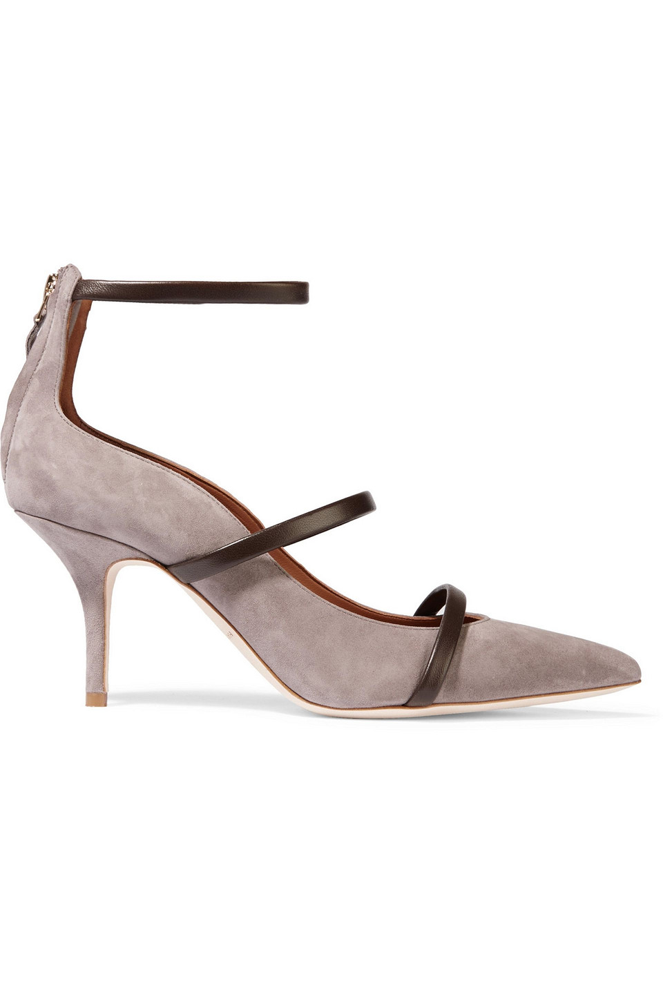 malone souliers - leather-trimmed suede pumps - gray - eu 41