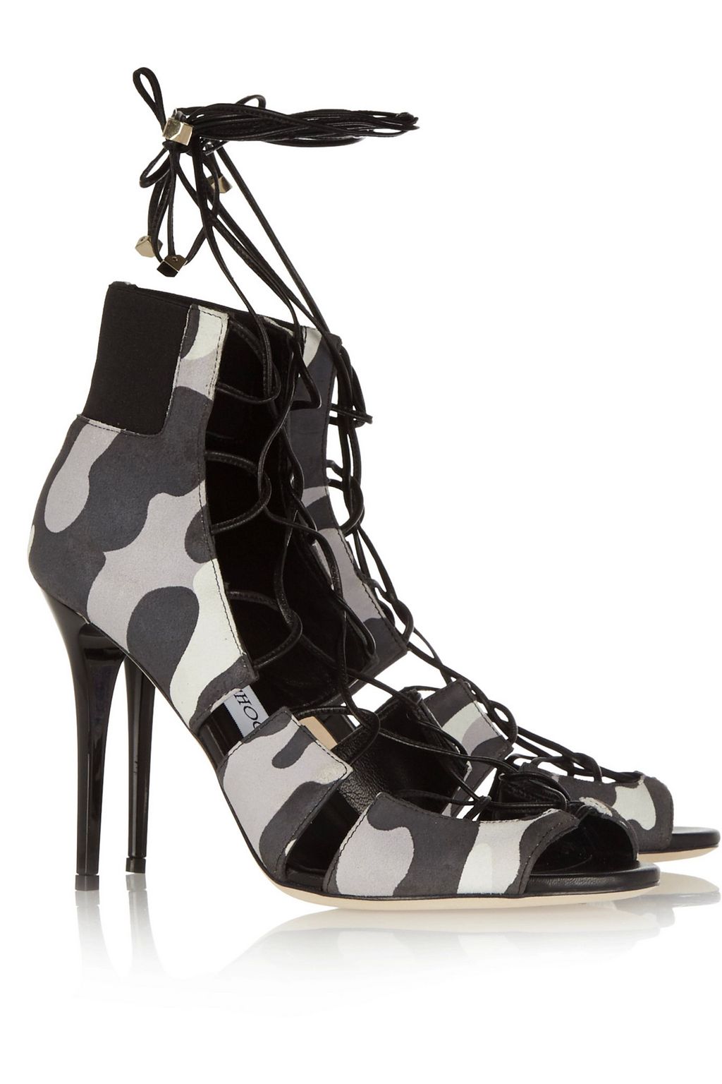 JIMMY CHOO Myrtle lace-up printed nubuck sandals