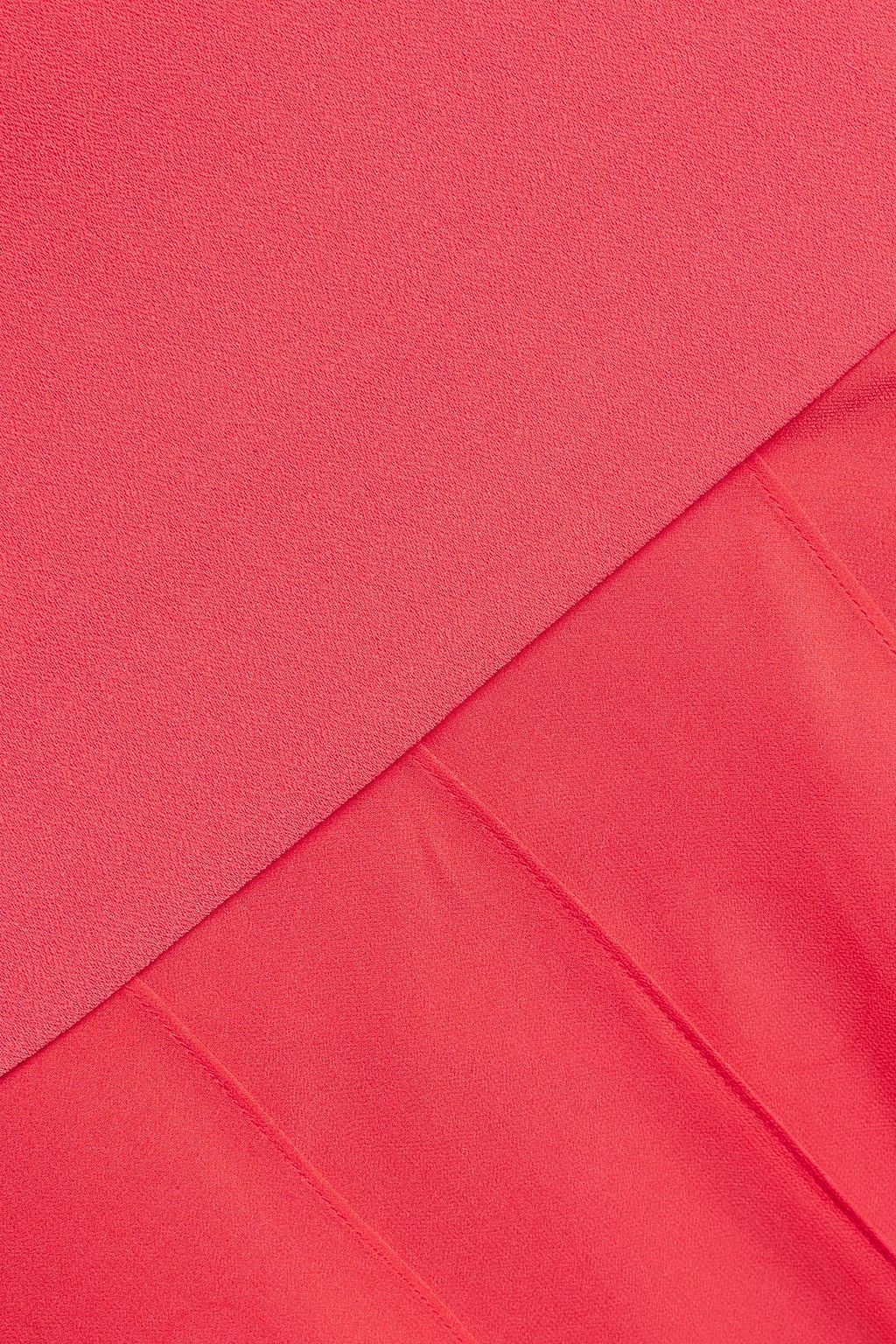 HALSTON Belted paneled crepe and chiffon gown