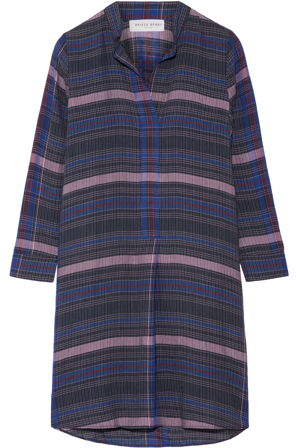 apiece apart - namina checked voile shirt dress - blue - us 2