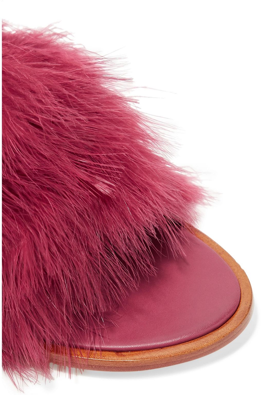 TIBI Jack feather-embellished leather slides