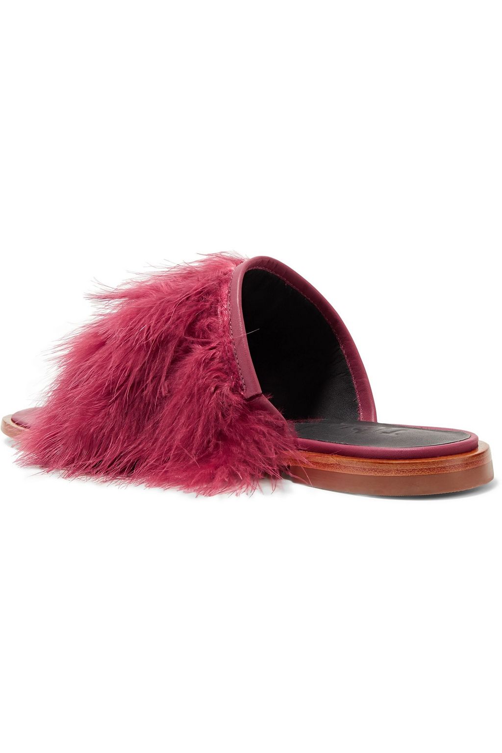 TIBI Jack feather-embellished leather slides