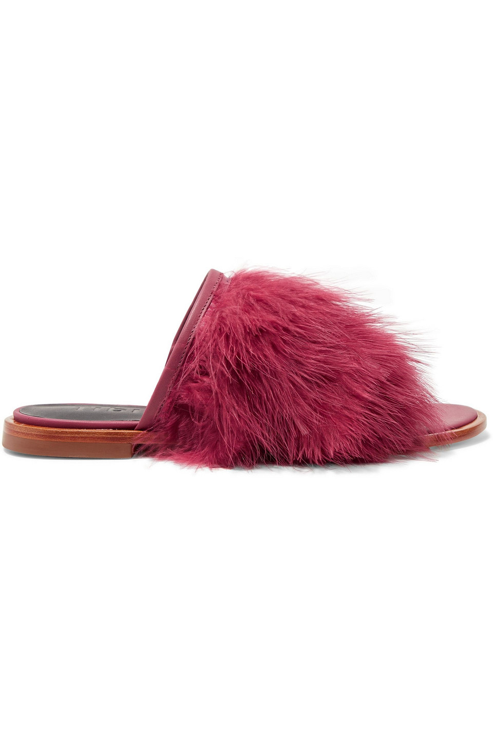 Jack feather-embellished leather slides