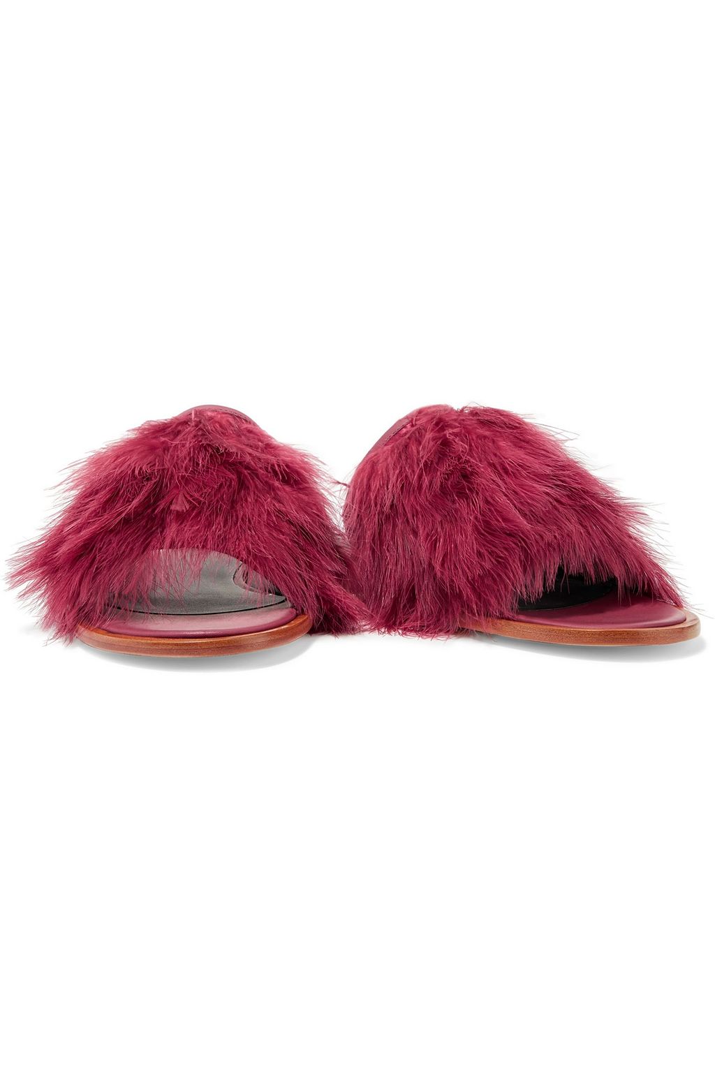 TIBI Jack feather-embellished leather slides