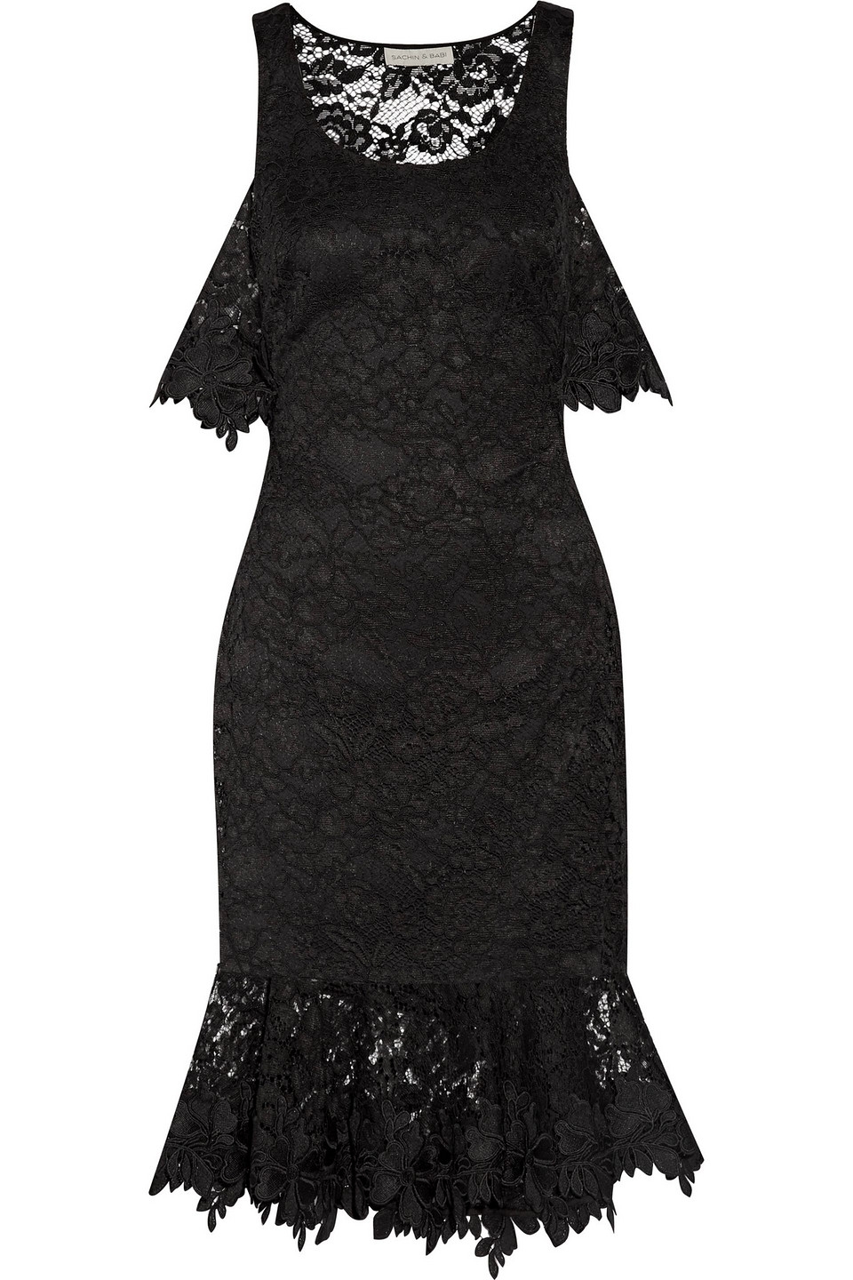 sachin & babi - corded and guipure lace dress - black - us 4