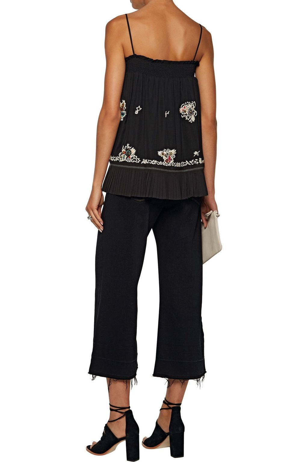 DEREK LAM 10 CROSBY Embellished silk-chiffon top