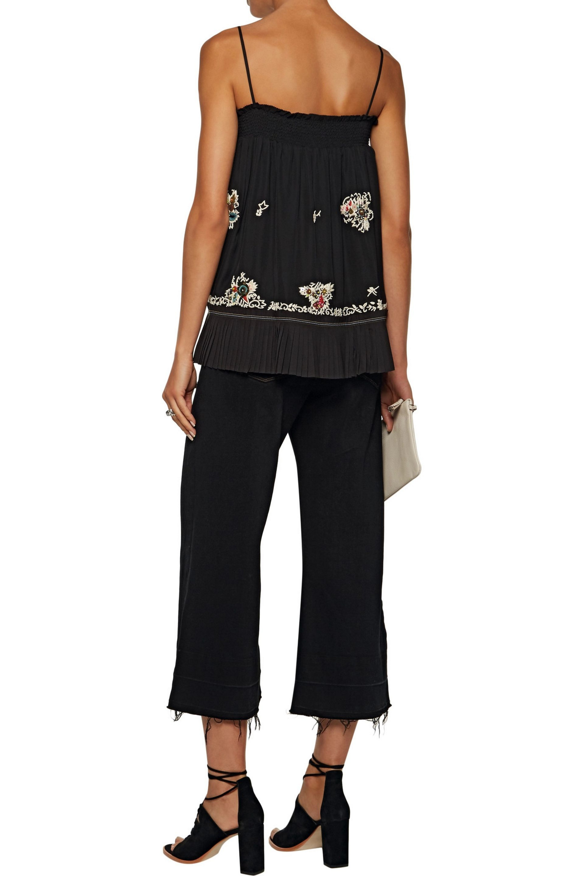 DEREK LAM 10 CROSBY Embellished silk-chiffon top