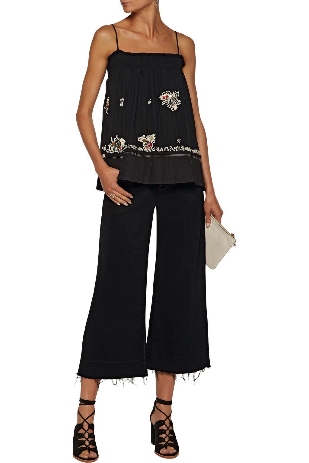 DEREK LAM 10 CROSBY Embellished silk-chiffon top