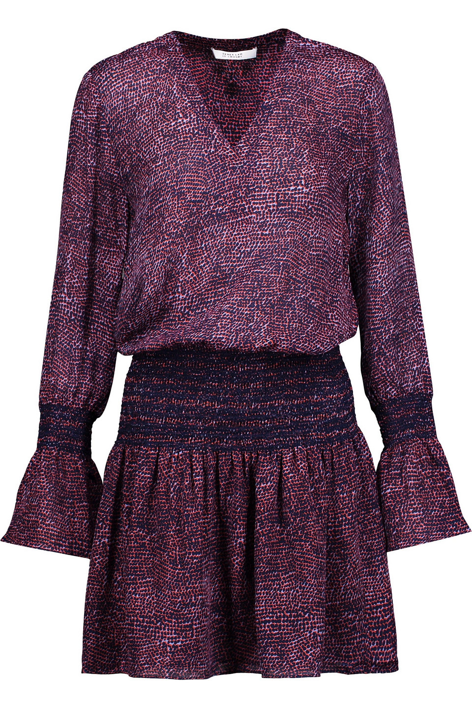 derek lam 10 crosby - pleated smocked printed silk crepe de chine mini dress - purple - us 2