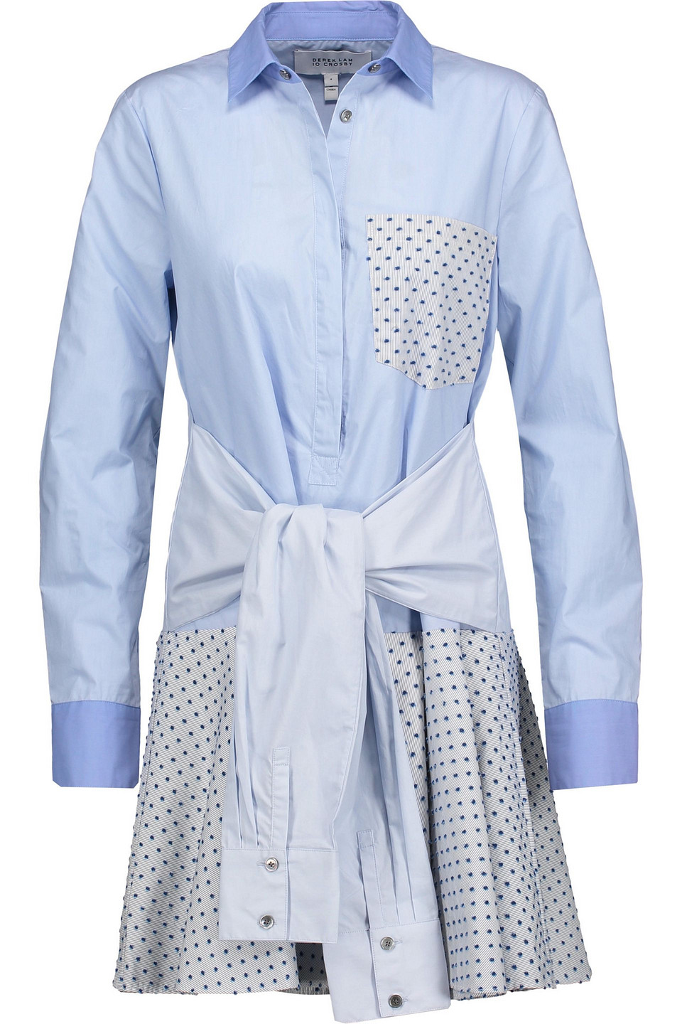 Derek Lam 10 Crosby Tie-front Flocked Cotton-paneled Cotton-poplin Mini Shirt Dress In Animal Print