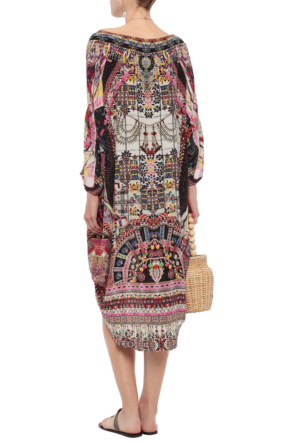 CAMILLA Crystal-embellished printed silk crepe de chine dress