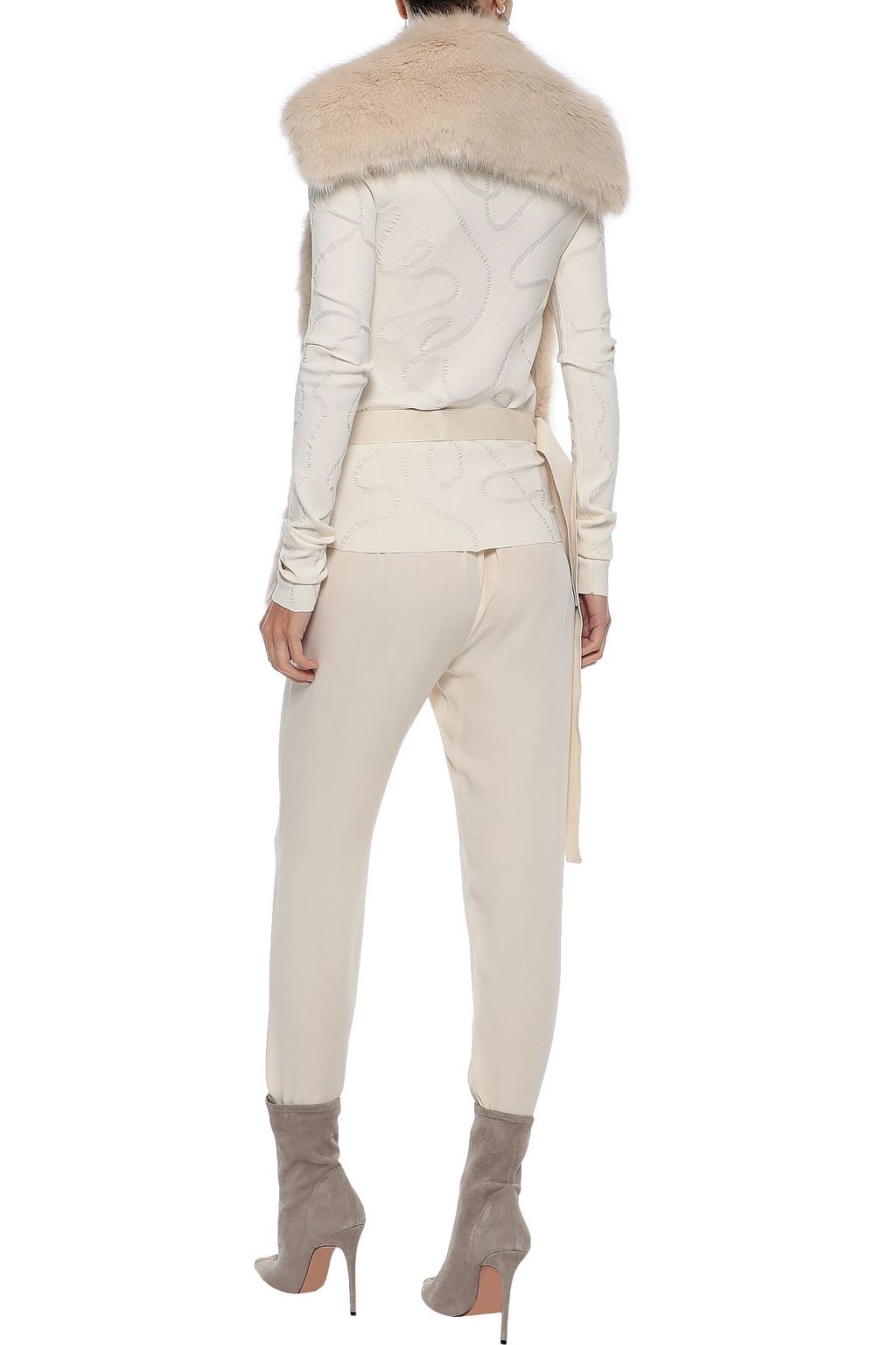 HELMUT LANG Open-back belted faux fur vest