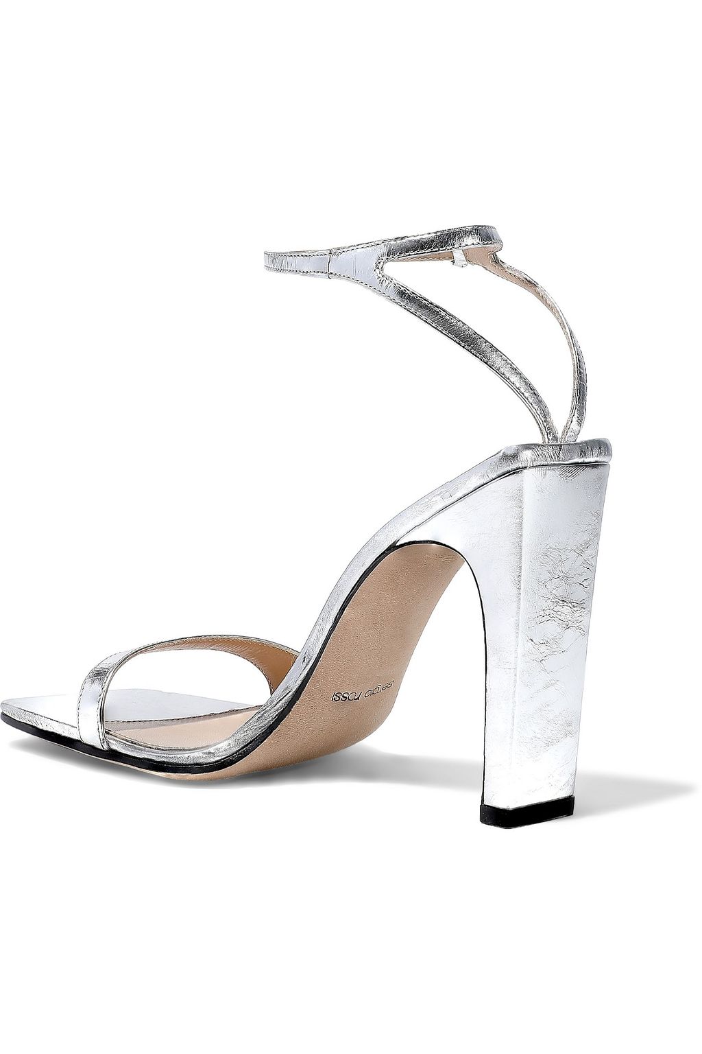 SERGIO ROSSI SR1 metallic crinkled-leather sandals